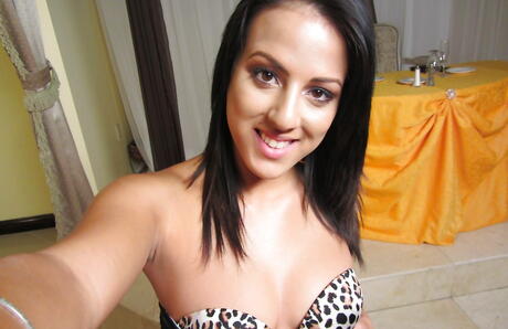 Hot latin babe Tiffany in sexy lingery posing in the bathroom